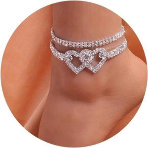 Heart Rhinestone Ankle Jewelry